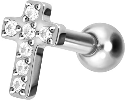 PIERCINGLINE Titan Ohrpiercing |Kristallkreuz | Piercing Schmuck Ohr Stecker Helix | Farbauswahl
