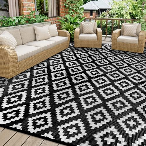 Homcomodar Tappeto da Esterno 180x270cm Impermeabile Tappeto Terrazzo Tappeti Esterno Plastica Resistente ai Raggi UV Tappeto per Giardino Patio Spiaggia Picnic Campeggio Cortile