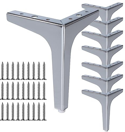 LOLYSIC 8 Pcs Metal Furniture Legs, 13cm / 5 Heavy Duty Sofa Legs for Furniture, Triangle Coffee Table Legs Chair Leg Cabinet Feet DIY Furniture Replacement Leg with Screws, Silver