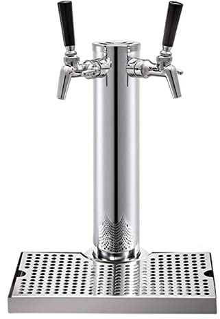 YJSG Stainless Steel Beer Tower,Kegerator Tower,Beer Tower,double Tap Draft Beer Kegerator Tower,Stainless Steel double Faucet Draft Beer Tower for Home Brewing
