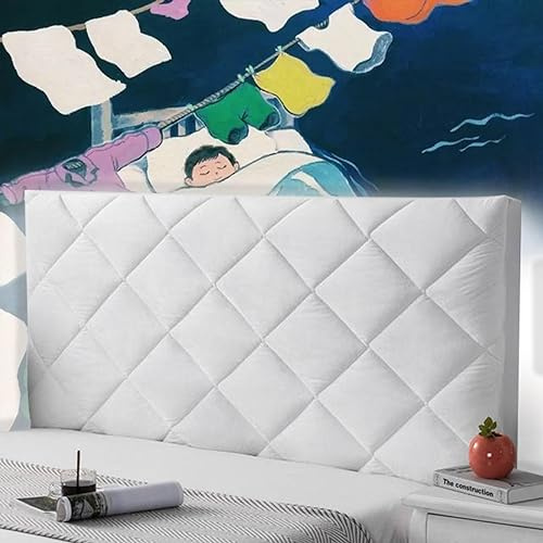 Copri Testata Letto Singolo 100 Cm Copertura per Testiera Letto Matrimoniale Cuscini Testata Letto Una Piazza E Mezza Soft Lavabile per Decorazione Camera,white-100cm
