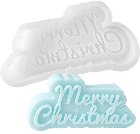 Merry Christmas Silicone Soap Molds,Christmas Candle Molds for Soap Making Large DIY Crafts Molds for Epoxy Resin Casting,Wax Candle,Plaster,Polymer Clay,Cake Decor Handmade Soap Gifts