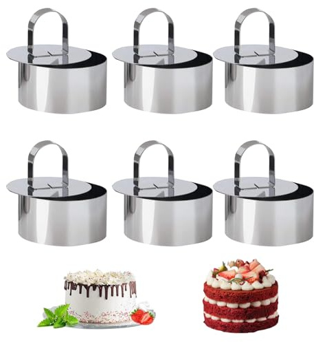 Lot de 6 Cercle a Patisserie, Emporte Piece Patisserie,Moule Gateau, Cuisson Anneau à Gâteau en Acier Inoxydable Moules à Mousse Anneaux à Dessert