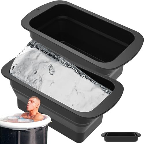 Foribyw Extra Large Ice Block Molds, 2Pack Big Ice Block for Making 8lb Ice Cubes, Collapsible Giant Silicone Ice Molds Reusable Ice Cube Tray for Cold Plunge or Coolers Ice Bath Chiller(Black)
