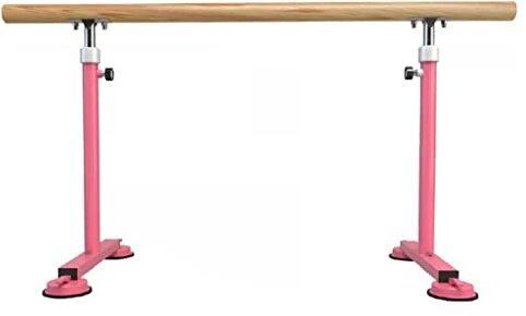 SnamicE Ballettstange, Mobile Ballettstange mit Saugnapf, tragbare Tanzübungsstange aus Stahl, Tragkraft 300 kg (Rosa, 2 m)