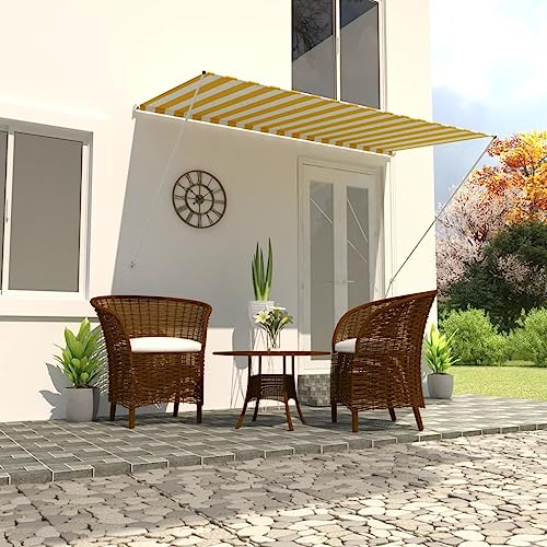 AJJHUUKI Home & Garden Artikel - Ausziehbare Markise 250x150 cm gelb und weiß