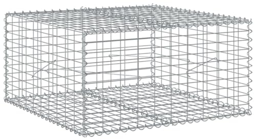vidaXL Gabion Basket with Cover - Rectangular, Galvanised Iron, 100x100x50 cm, /, High Load Capacity