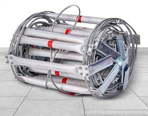 Tragbare Strickleiter Rettungsleiter, Feuerleiter 5m 10m 15m 20m Balkon Fenster, Zusammenklappbar Drahtseilleiter Fluchtleiter Vielzweckleiter, Gibt Sicherheit im Dachgeschoß(20m)