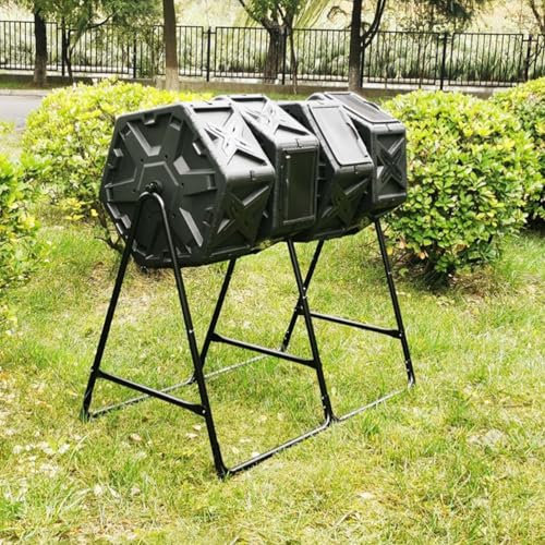 WTTTTW Four Chamber Tumbling Composter, 74Gallon / 280L Large Outdoor Composting Bins, Outdoor Rotating Compost Tumbler Bin for Garden Kitchen Yard Waste, Black