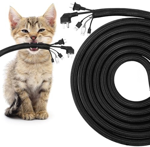3m Cable Tidy Sleeve, Self-Wrapping Cable Sleeve Extensible Dia 25-30MM, Flame-retardant Black Cable Trunking, Flexible Cable Protector Animal Proof, Thick Cable Wrap Wire Tidy for Cable Management