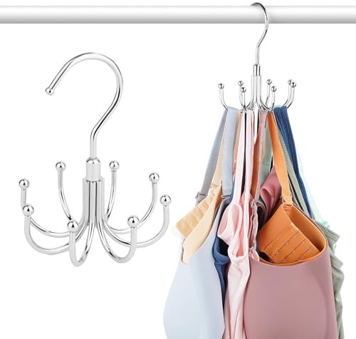 2 Stücke Belt Hangers BH Aufbewahrung Tie Holder Gürtel Organizer,Drehbares Metall,um Platz zu Sparen,Krawattenbügel Multifunctional Ling Hook Organiser for Ties,Scarves,Cloths,Bags(Silver)