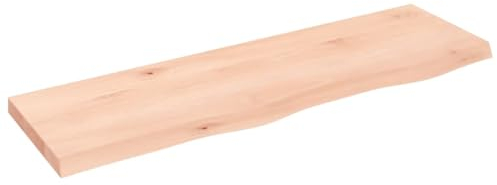Makastle Waschtischplatte Holzbohlen Ideal für Aufsatzwaschbecken, Tischplatte Holzplatte Baumkanten-Platte für Heimwerker, Arbeitsplatten, 100x30x(2-4) cm Massivholz Unbehandelt