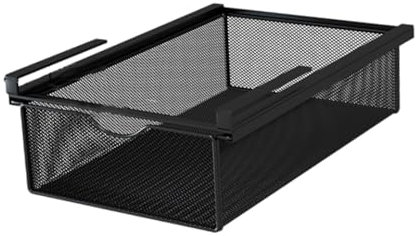Sharplace Ausziehbarer Aufbewahrungskorb für unter dem Regal, Hängeschublade unter dem Schrank, Aufbewahrungskorb-Organizer aus Metalldrahtgeflecht, Black S