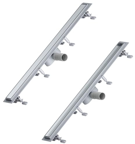 SONNI Duschrinne 80 cm, befliesbare Duschrinne, gebürsteter Edelstahl