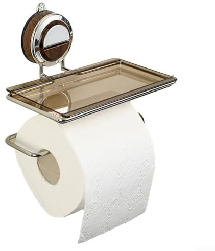 Portasciugamani di carta con ventosa, porta carta igienica, porta rotolo di carta igienica in acciaio inox, dispenser a rullo (noce)
