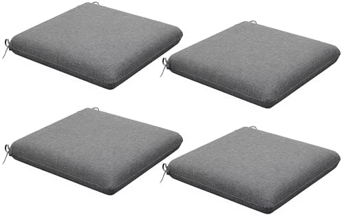 Outsunny Lot de 4 Coussins de Chaise, galettes de Chaise 47 x 47 cm, Rembourrage épais, résistant à la décoloration, Gris