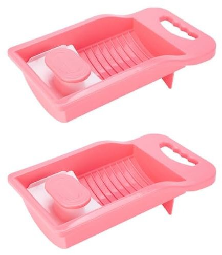 Tabla de lavandería todo en uno con fregadero, ideal para lavar ropa interior y calcetines sin esfuerzo. Tabla de lavado doméstica de tamaño pequeño (rosa (2 piezas)