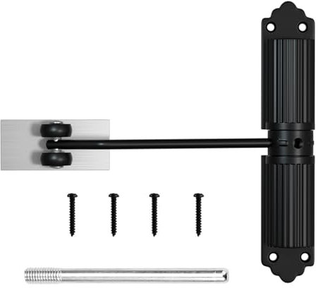 Vurlexat Automatic Door Closer, Zinc Alloy Safety Spring Door Closer 20-60kg Closing Door Hinge, Adjustable Gate Spring Closer for Commercial & Home Use with Screws(Black)