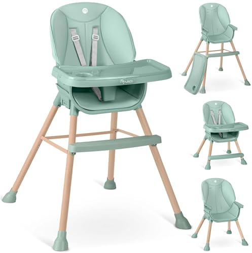 Nukido Hochstuhl Baby Kinderhochstuhl Verstellbar mit abnehmbarem Tablett ab 6 Monaten bis 15 kg Grün Tilo