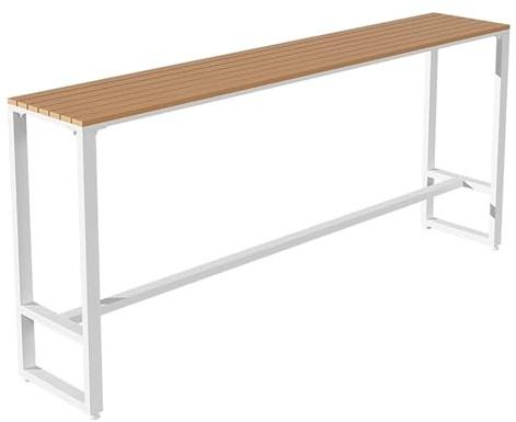ZKBDBWTR Mesa Alta Bar Rectangular para Exteriores, Mesa de Altura de Mostrador, Mesa de Comedor con Tablero de Madera de Plástico para Jacuzzi, Jardín, Balcón y Piscina(120cm/47.2in)
