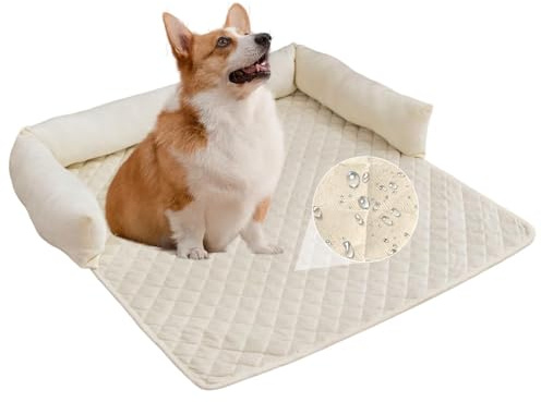 PETCUTE Stor och medelstor hundsoffa, soffskydd, anti-stress mjuk plysch, tvättbar kudde för husdjur soffa, hundmadrass med halkfri botten, 75 x 75 cm