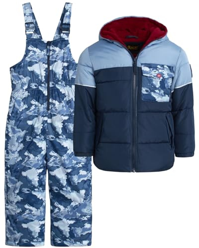 iXtreme Boys Snowsuit Set - 2 Piece Polar Fleece Lined Weather Resistant Insulated Ski Jacket & Snow Bibs Overalls for Boys, Size 4, Dark Navy Blue