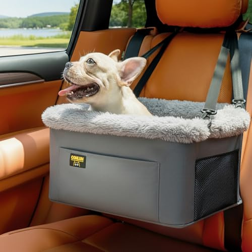 Conlun Siège Auto pour Chien de Petite Taille et Chat, Panier Chien Voiture avec Structure en Acier Renforcé, Transport Chien Voiture Imperméable avec Laisse de Sécurité, Jusqu'à 9 kg (40x33x22 cm)