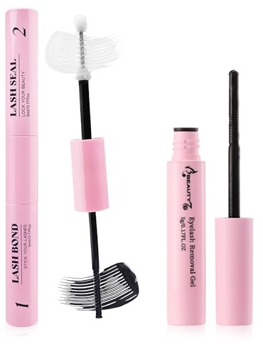 Lash Bond & Seal, Cluster Lash Glue with Mascara Wand with Lash Remover Super Strong Hold Adhesive for DIY Individual or Cluster Eyelash Extensions Waterproof, Latex-Free