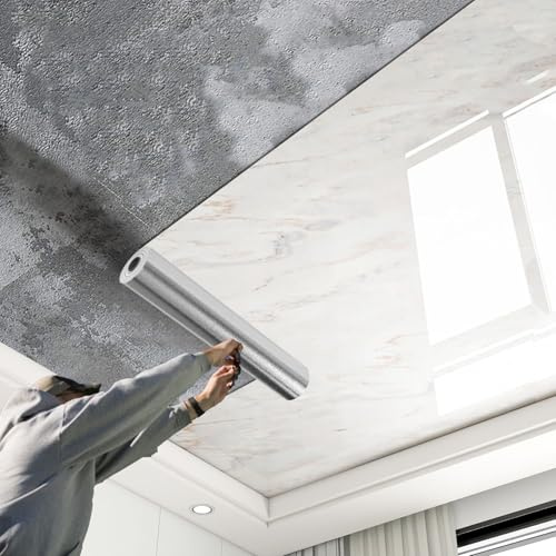Carreaux de plafond autocollants et panneaux muraux décoratifs pour cuisine/salle de bain, finition lisse, 60 cm x 5 m, solution de décoration d'intérieur facile à installer