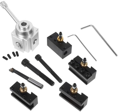 COHEALI Portautensili in Alluminio per Torni di Precisione a Cambio Rapido Kit 8 Pezzi per Mini Torni Accessori per Lavorazione Metalli e Tornitura Professionale