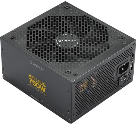 UNYKAch Fuente de Alimentación ATX ATILIUS 3.1 850W Gold, Certificación Cybenetics Gold,Estándares ATX 3.1 y PCIe 5.1,Sistema de conversión DC-DC, Topología LLC Resonante