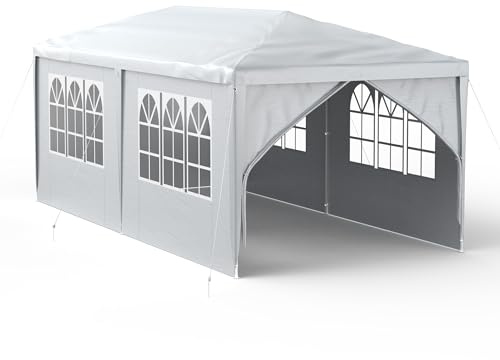 YRHome Pavillon 3x6m mit Seitenteilen Gartenpavillon Wasserdicht Dachmaß Gartenzelt Partyzelt UV Schutz Festzelt Winterfest Bierzelt Stabil Camping Zelt mit Fenstern Grau