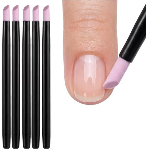 LEOUEANR Pack 5 Cuticle File Stone, Nail Polish Quartz Pen Pusher Stick Cuticle Remover and Nail Grinding Pens for Professional & Home Manicure Care
