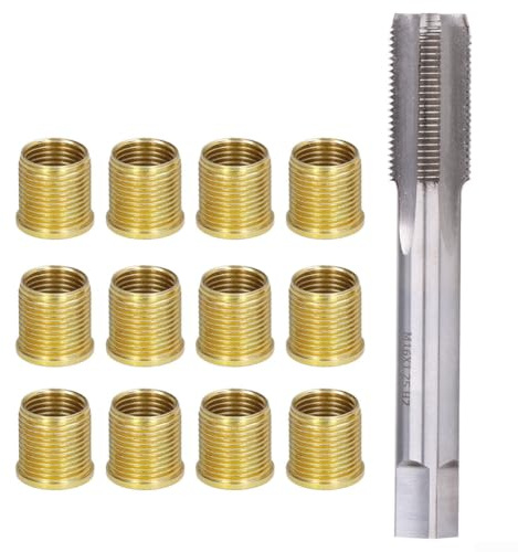 Schraubengewinde-Reparatur-Kit für Zündkerzen, Edelstahl, für M14×1,25 und M16×1,25, inkl. Gewindebohrer und Einsätze(13 Stück)