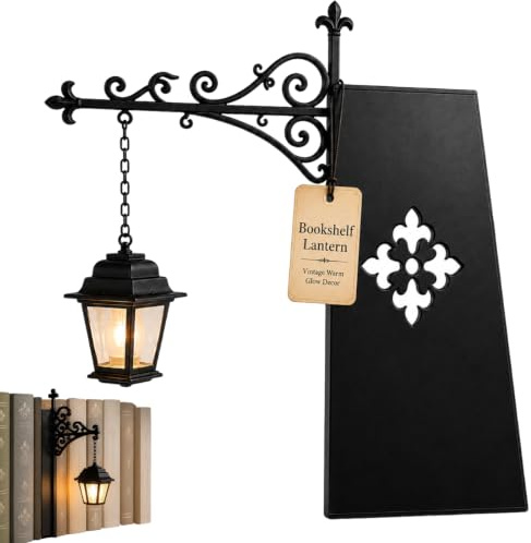 Farol De Biblioteca, Linterna De Biblioteca Con Luz Led Cálida, Iluminación Decorativa Para Estantería, Lámpara Vintage Colgante Para Rincón De Lectura, Escritorio, Estudio y Biblioteca Del Hogar (A)