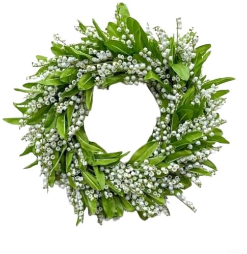 SiSinkal konstgjord lilja av dalen krans 35 cm plast handgjorda verklighetstrogna kronblad för dörr vardagsrum bröllop (35 cm)