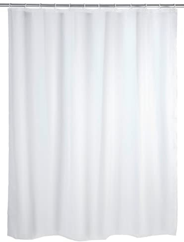 WENKO Duschdraperi enfärgad vit 180 x 200 cm – vattentät, lättskött, polyetenvinyl, 180 x 200 cm, vit
