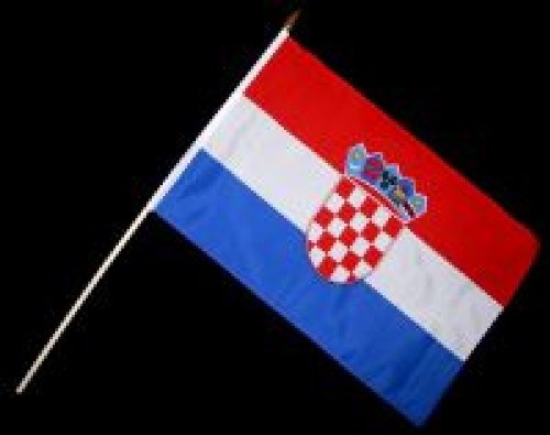 Kroatien Flagge, mit Holzstab (ca. 60 cm), 30x45cm