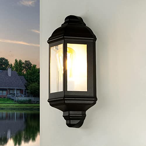 Licht-Erlebnisse Lampada da parete esterna nera, lampada da esterno rustica marittima, IP44, E27, H:36 cm, balcone, terrazza, casa, nostalgica, luce da parete esterna