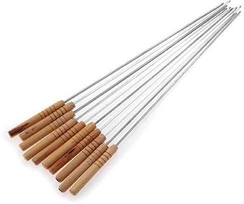 Bodhi2000 Lot de 10 brochettes à barbecue en acier inoxydable avec manche en bois