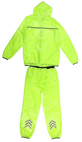 VGEBY Regenanzug, Atmungsaktive Regenjacke und Hose mit Reflexstreifen Unisex wasserdichte Regenbekleidung Hooded Rainsuit für Radfahren,Wandern,Outdoor-Sport (Grün) (Abmessung : L)