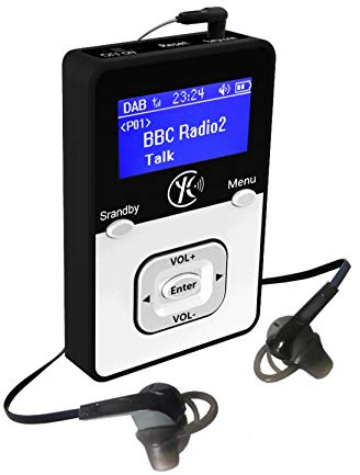 Yaakin K2 Go Digital Radio DAB / DAB + / FM Digital Batterie rechargeable, poche portable, radio portative / casque inclus