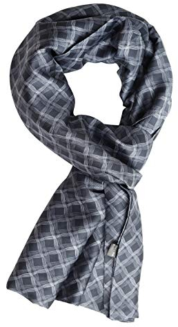 WANYING Herrenschal Dünn für Herbst Frühjahr aus Kunstseide Viskose Casual Business Gentlemen 30 * 170cm - Welle Kariert Grau