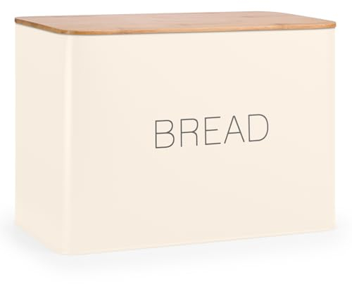 EHC Bread Bin, Bread Bins for Kitchen, Bread Tin, Large Bread Bin food Storage, Cream