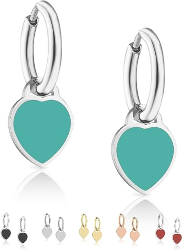 inSCINTILLE Cuore Rock Orecchini Donna in Acciaio Inossidabile con Pendente a Cuore Colorato
