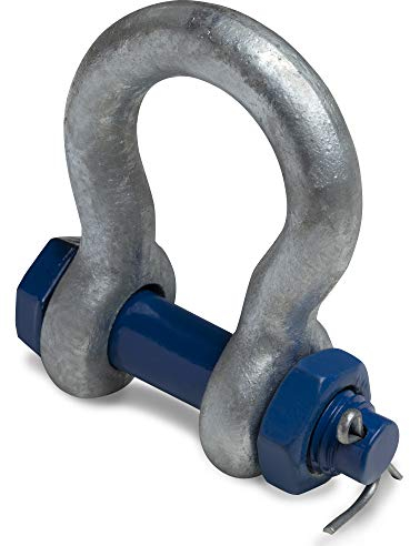 HEAVYTOOL Schäkel geschweift Stahl hochfest 0,75t mit Bolzen, Mutter und Splint (2 Stück) Schwerlastschäkel Industrie-Schäkel Rundschäkel Hochfester Bügelschäkel