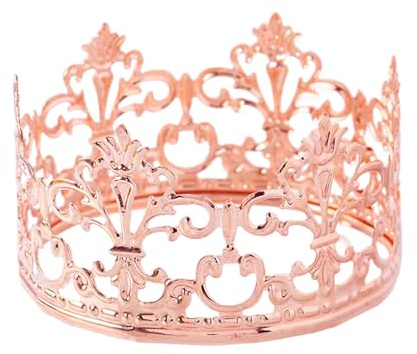 Vintage Princess Mini Crown Cake Topper Decoration For Baby Shower Birthday Wedding Christmas Princess Theme Party Decorations Newborn Photo Prop (Rose Gold)