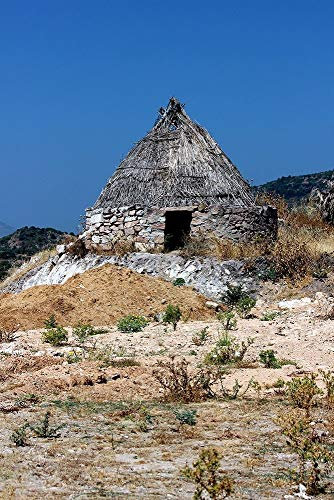 Feeling at home LEINWANDDRUCK im SCHATTENFUGENRAHMEN Pinnetta-Ancient-Construction-Sardinier Saiu Giovanni - Meer vertikale Kunstbilder im Holzrahmen cm_101_X_66