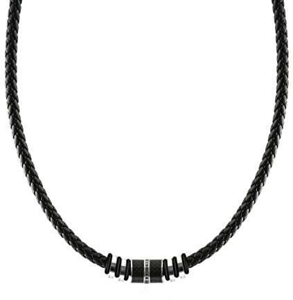 Casisto.J Leder Halskette, Halsband Edelstahl, CLede Herren Halsschmuck, anhänger kette, lederband Schwarz, lederkette Kommt in Schmuck Geschenk Box