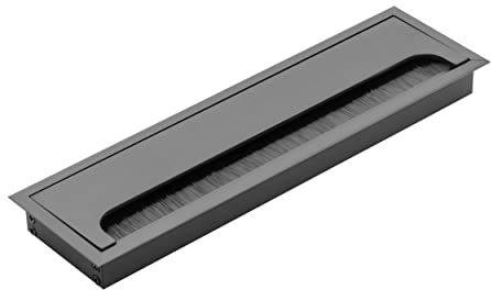 GTV - Kabeltülle Merida - Kabeldurchführung mit Öffnungsdeckel - Kabeldurchlass Rechteckig Kabelorganisation für Möbel Kabeldurchlass/für die Installation in der Arbeitsplatte / 80x280mm / Schwarz